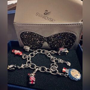 Swarovski Silver Bracelet with Multicolor Charms